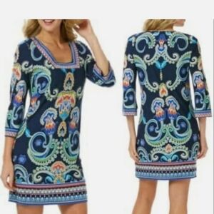 Laundry By Shelli Segal Bold Color Patterned Long Sleeve Dress Size 6